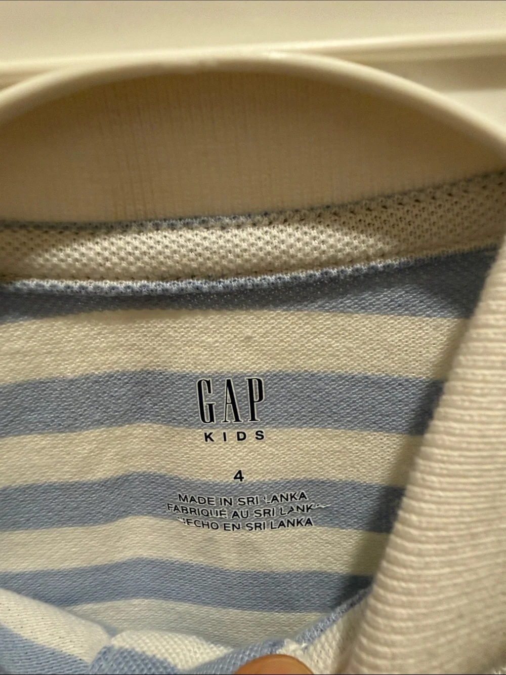 GAP Light Blue & White Striped Polo with Cartoon Appliqué